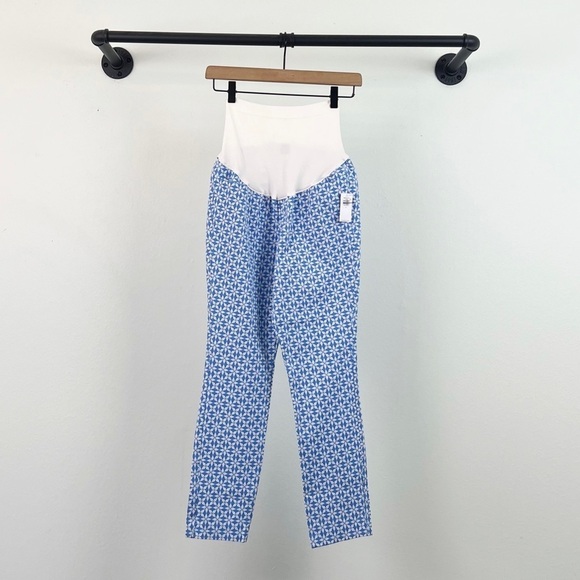 NWT Old Navy Maternity Full Panel Pixie Skinny Printed Pants Blue/White - Picture 3 of 7